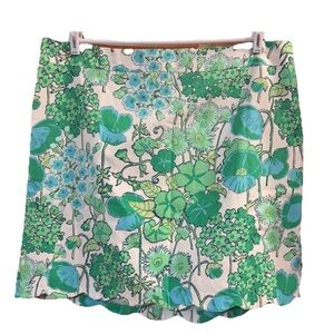 TALBOTS Women’s 22 Skirt Scalloped Floral Print Retro Preppy  Boho NWT